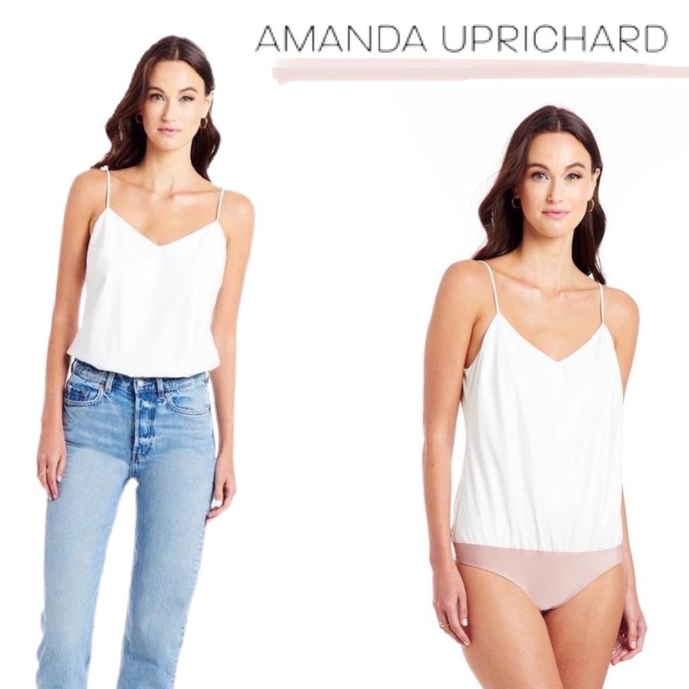 Amanda Uprichard Faux Leather White Bourbon Bodysuit *NEW*